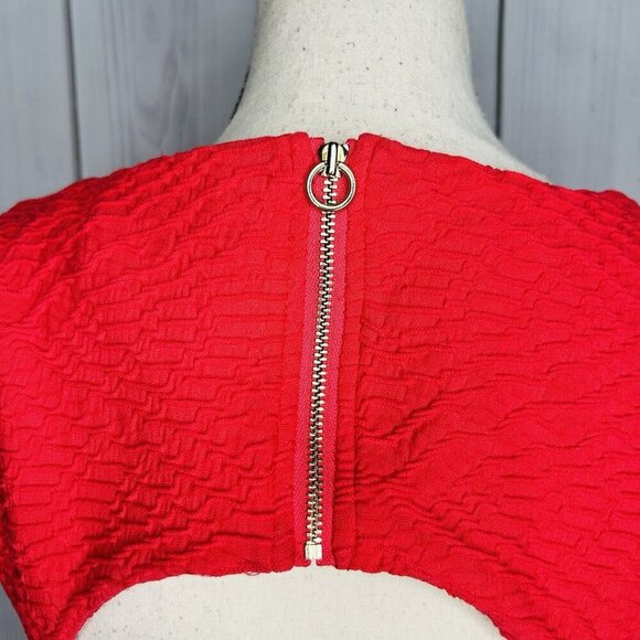 Calvin Klein Back Cut Out A-Line Textured Sleeveless Dress Coral Size 2 - Picture 11 of 13